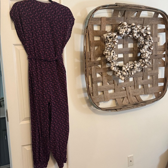 Anthropologie Geoscope Maeve Dark Purple Patterned Jumpsuit - Picture 9 of 11